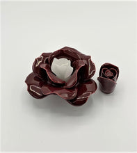 Carica l&#39;immagine nel visualizzatore di Gallery, I BORBONE CAPODIMONTE Rosa Porta Candela In Porcellana BORDEAUX
