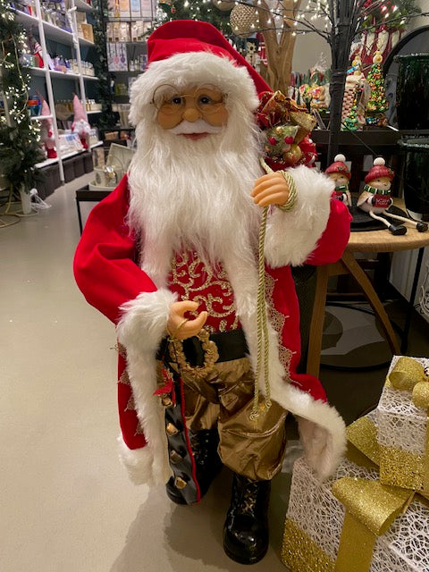 Babbo Natale con cappotto velluto rosso